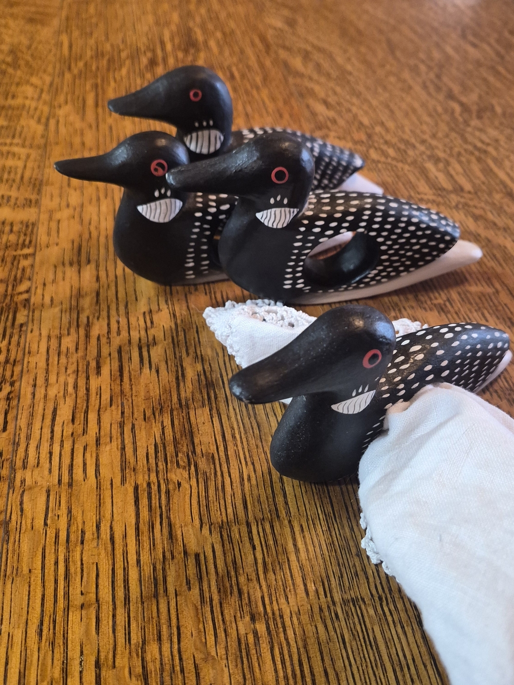 Hand-Painted Black Loon Napkin Holders - Set of 4